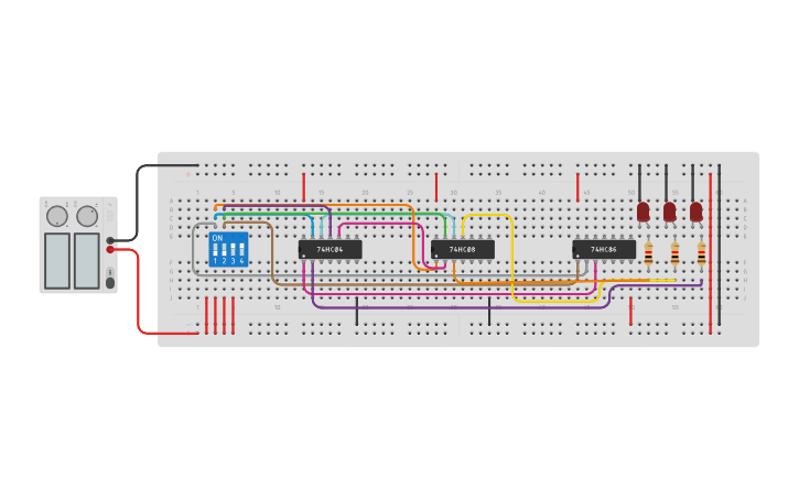 Circuit design 1-bit Magnitude Comparator - Tinkercad
