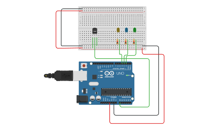 Circuit design Lab8 - TMP36 Temperature Sensor with Arduino - Tinkercad