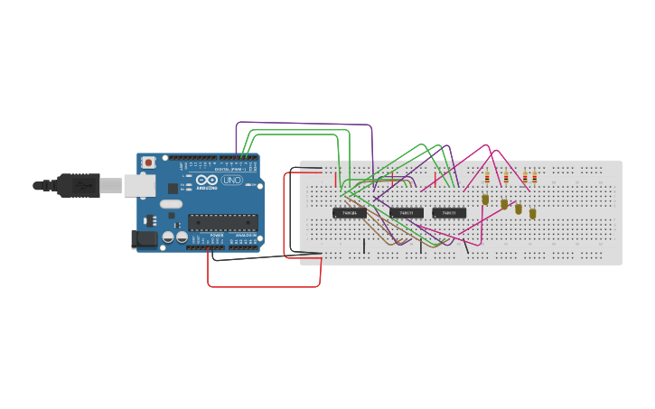 Circuit design 1:4 DEMUX - Tinkercad