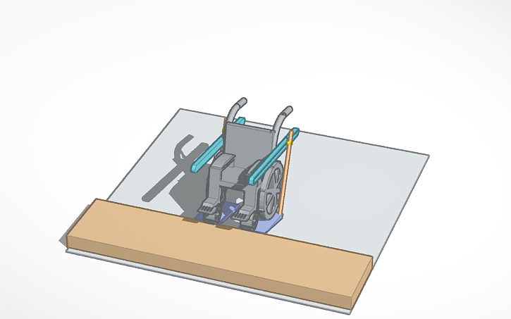 3D design Wheelchair on Ramp - Tinkercad