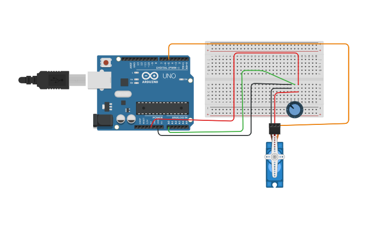 Circuit design Servo with POT control - Tinkercad