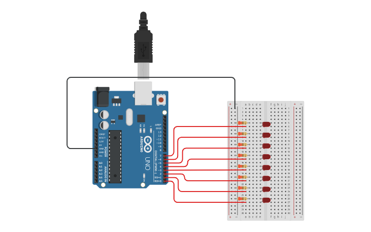 Circuit design Arduino Hello World - Tinkercad