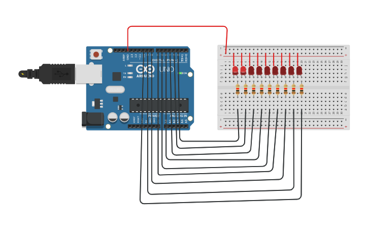 Circuit design LED SEQUENTIAL BLINK - Tinkercad