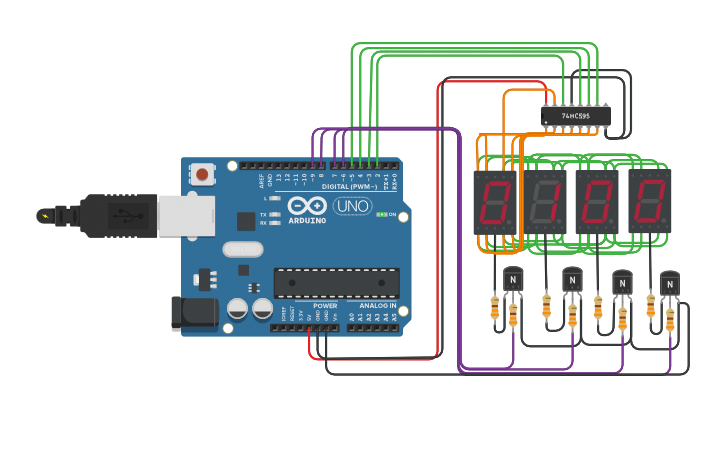 Circuit design simple 7 segment display using arduino - Tinkercad