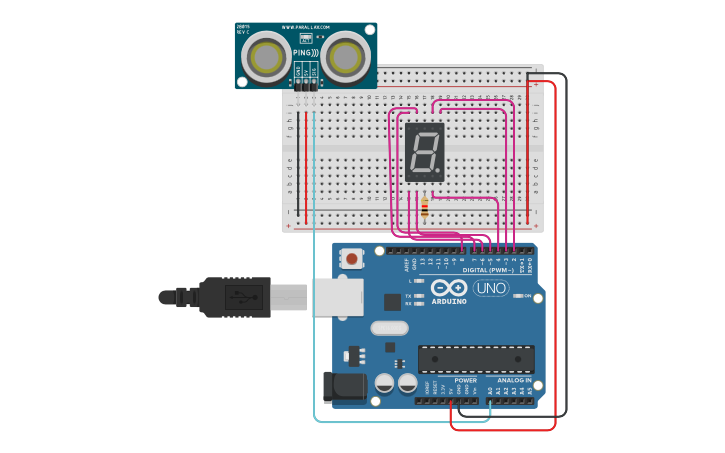 Circuit design 7 Segment Display - Tinkercad