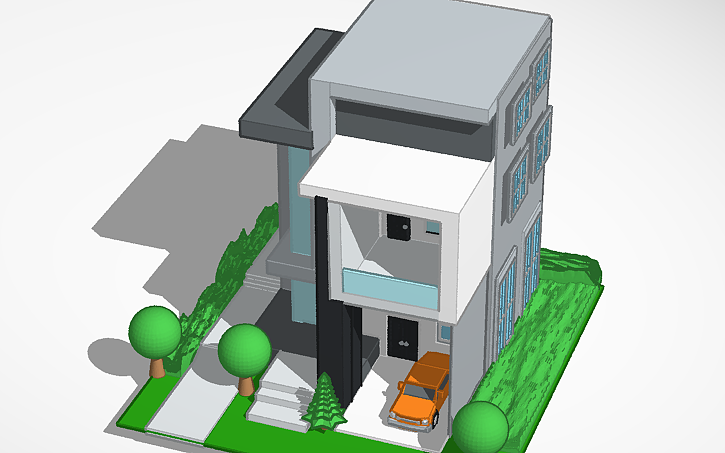Modern Tinker 3D design modern house - Tinkercad