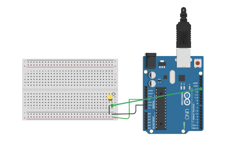 Circuit design encendido de un led - Tinkercad