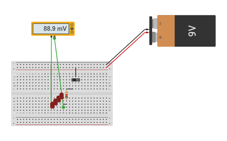 Circuit design 4 LEDs in Series - Tinkercad