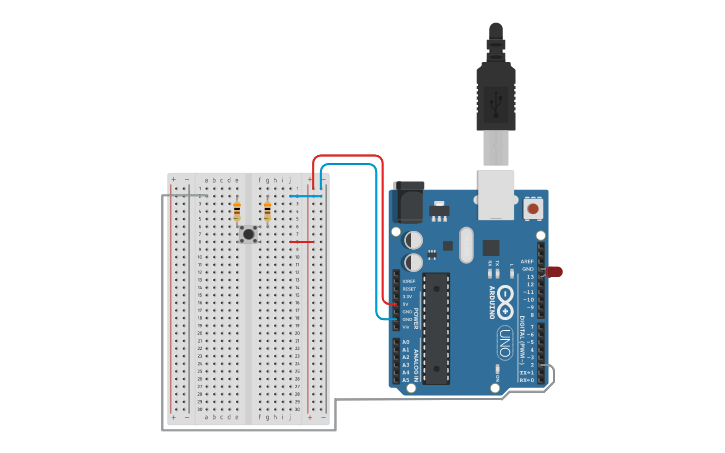Circuit design led com botao - Tinkercad