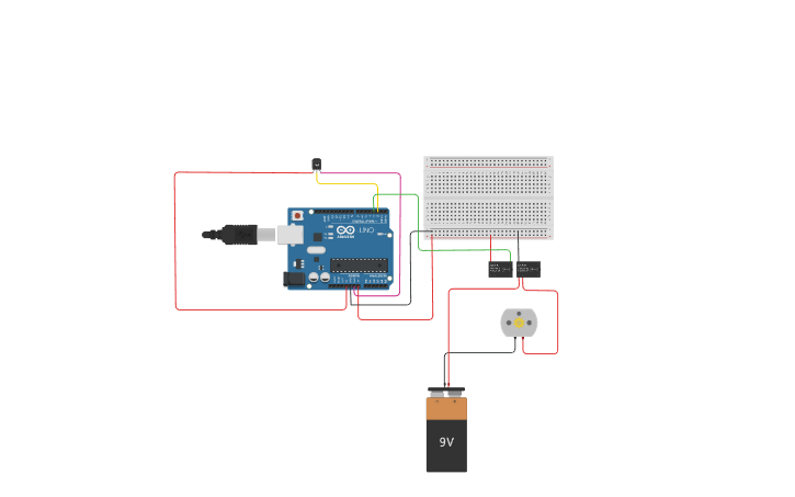 Circuit design Arduino Sensor-Ventilador - Tinkercad