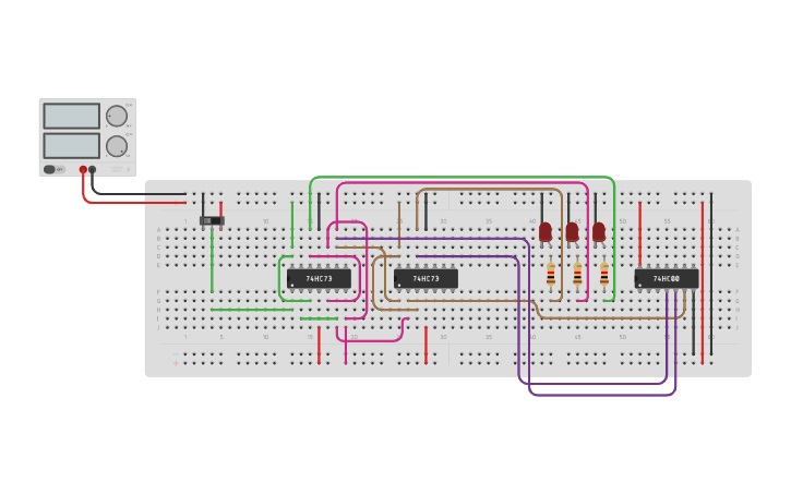 Circuit design MOD-6 COUNTER - Tinkercad