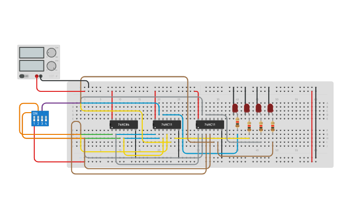 Circuit design 1 X 4 DEMUX - Tinkercad