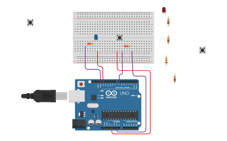 Circuit design pull down - Tinkercad