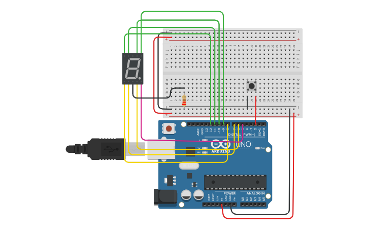 Circuit design Simple LED Display - Tinkercad