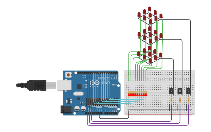 Circuit design cubo led - Tinkercad