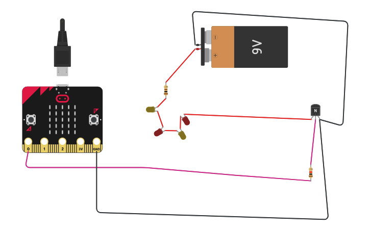 Circuit design Microbit to Series LED - Tinkercad