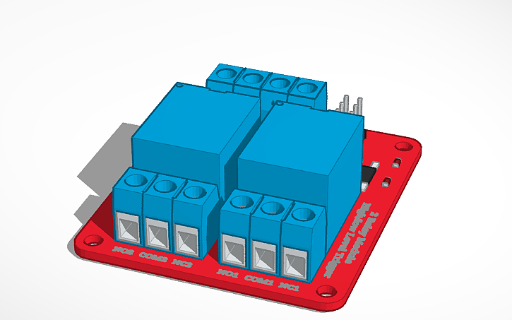 Relay Module Arduino Cad Block 3D design Arduino 2 relay module - Tinkercad