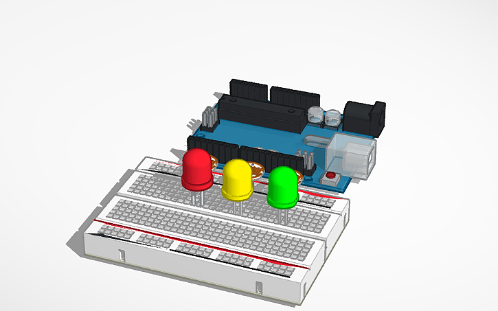 3D design Semaforo con Arduino - Tinkercad