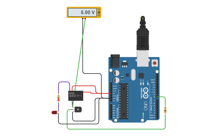 Circuit design Arduino relay - Tinkercad