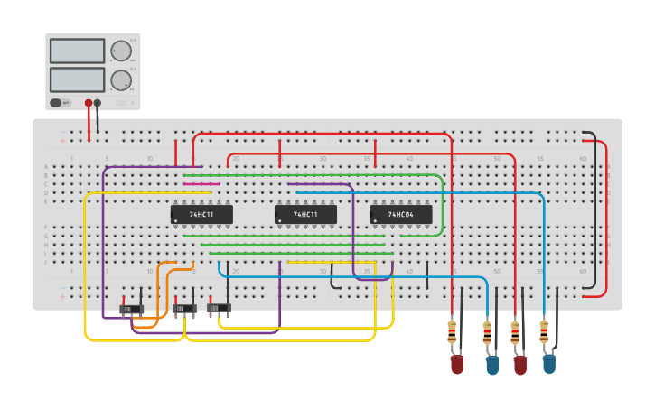Circuit design 1 to 4 Demultiplexer - Tinkercad