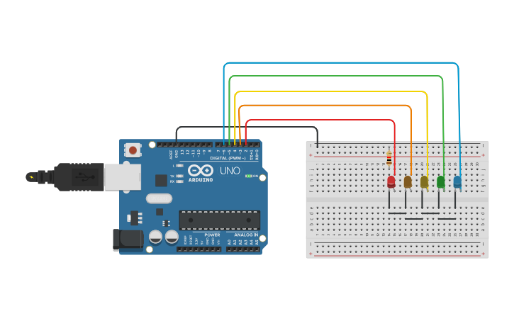Circuit design simple LED with Arduino uno R3(with code blocks) - Tinkercad