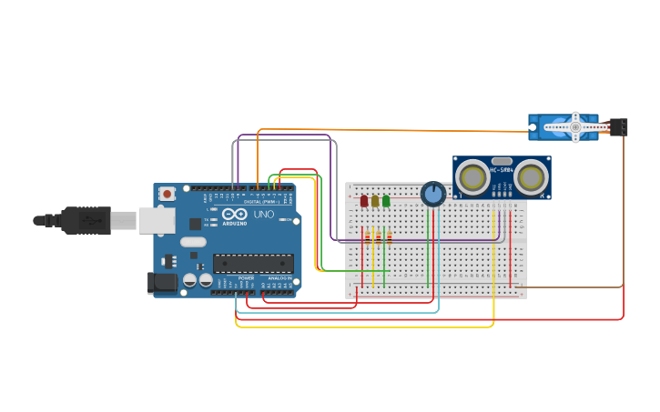 Circuit design Smart Water Level Controller Berbasis Arduino - Tinkercad