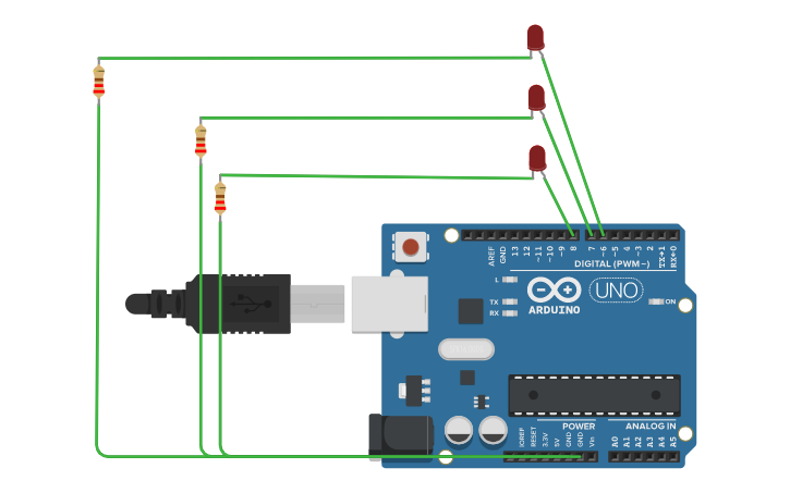Circuit design Led 3 - Tinkercad