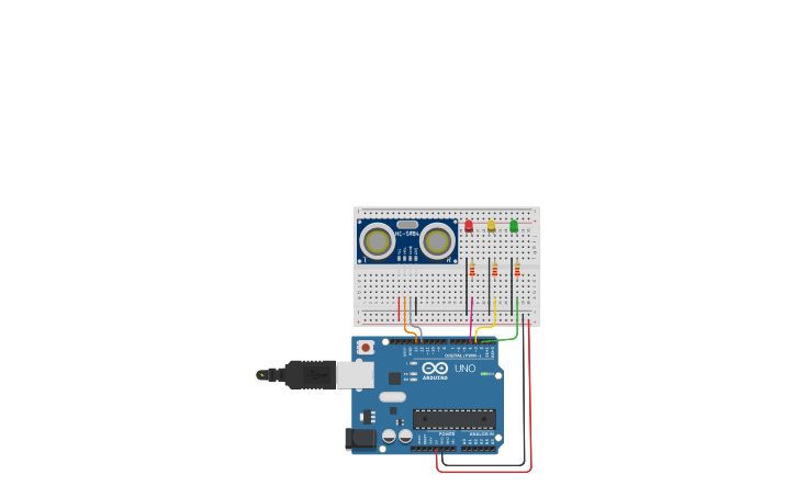 Circuit design distance sensor - Tinkercad