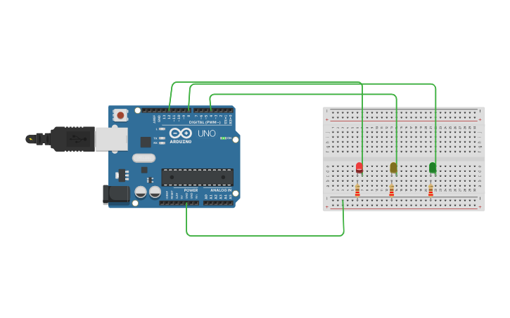 Circuit design Traffic Light System - Tinkercad