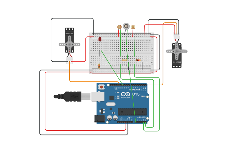 Circuit design Sun Following Solar Panel - Tinkercad