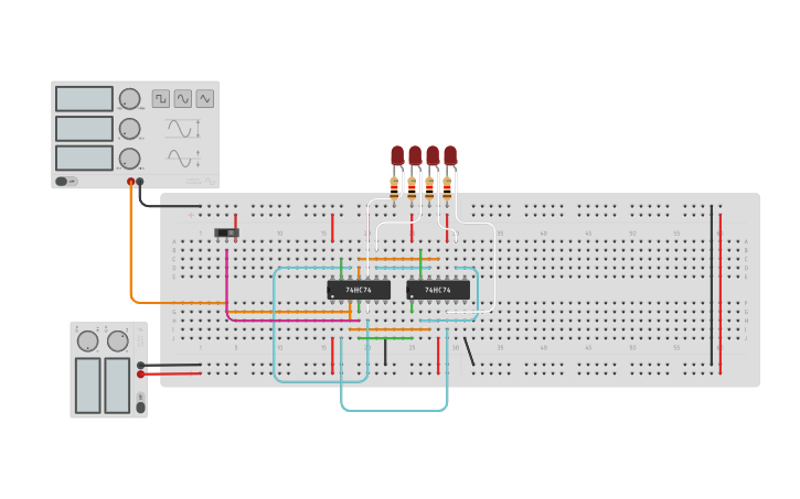 Circuit design RING COUNTER - Tinkercad