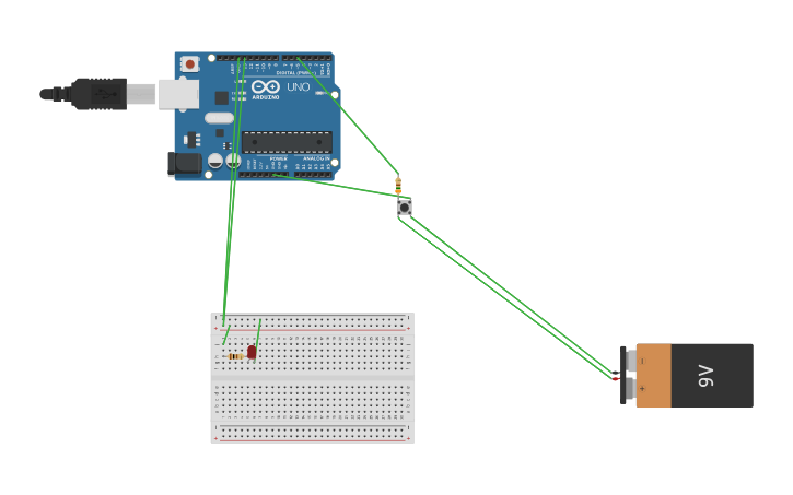 Circuit design push button - Tinkercad