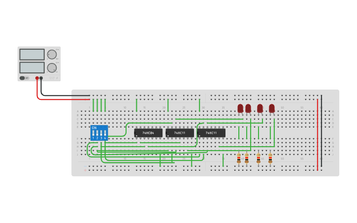 Circuit design 1:4 DEMUX - Tinkercad