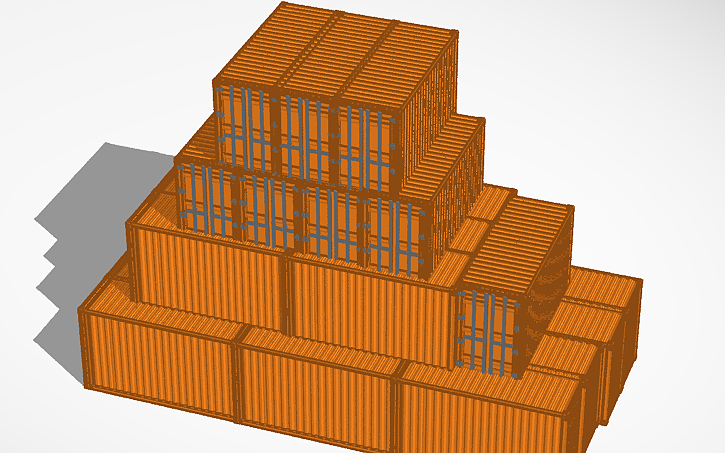 3D design shipping container tower - Tinkercad