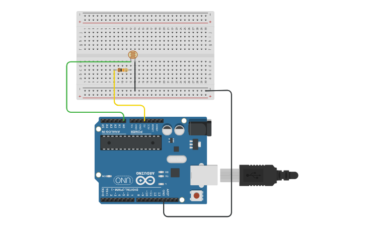 Circuit design Interface LDR Sensor with Arduino - Tinkercad