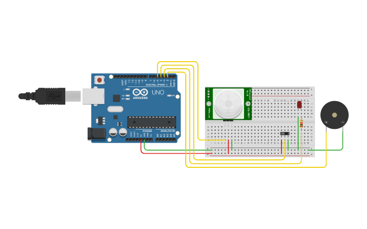 Circuit design Arduino-Based Burglar Alarm System - Tinkercad
