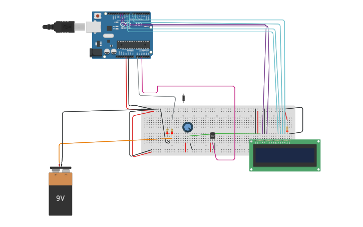 Layout Pil Circuit design Pil Test Cihazı tinkerked uygulama ardunio - Tinkercad