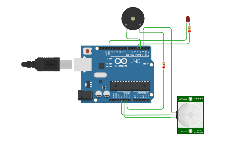 Animated Arduino Sensor Circuit design Motion Sensor Using Arduino Uno - Tinkercad