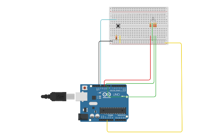 Circuit design LED RGB CON BOTON - Tinkercad