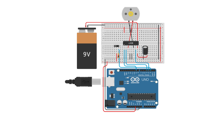 Circuit design EXERCISE 5.B. DC MOTOR CONTROL USING AN H-BRIDGE - Tinkercad