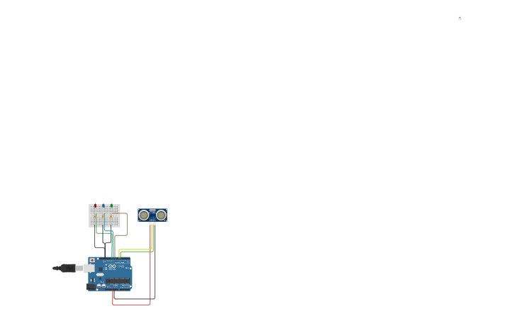 Circuit design UltraSonic Sensor using led - Tinkercad