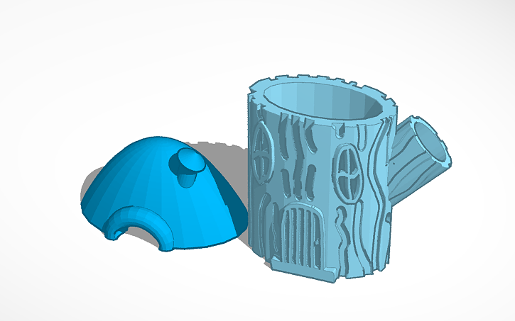 3D design tree trunk fairy house - Tinkercad