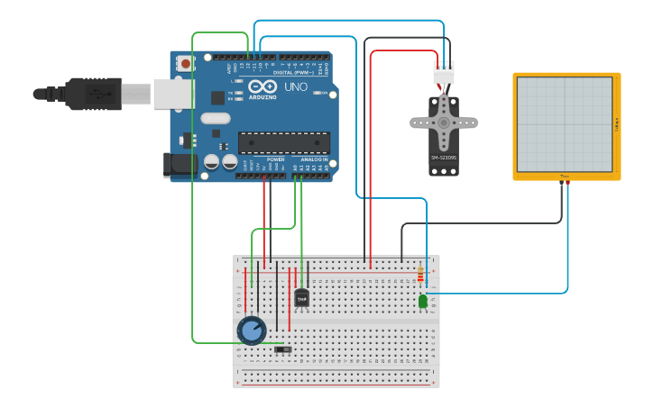 Circuit design Arduino Sensor + Actuator - Tinkercad