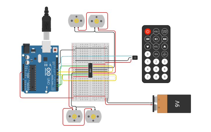 Circuit design Remote Control Robot - Tinkercad