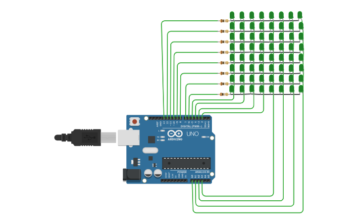 Circuit design 8x8 LED Matrix - Tinkercad