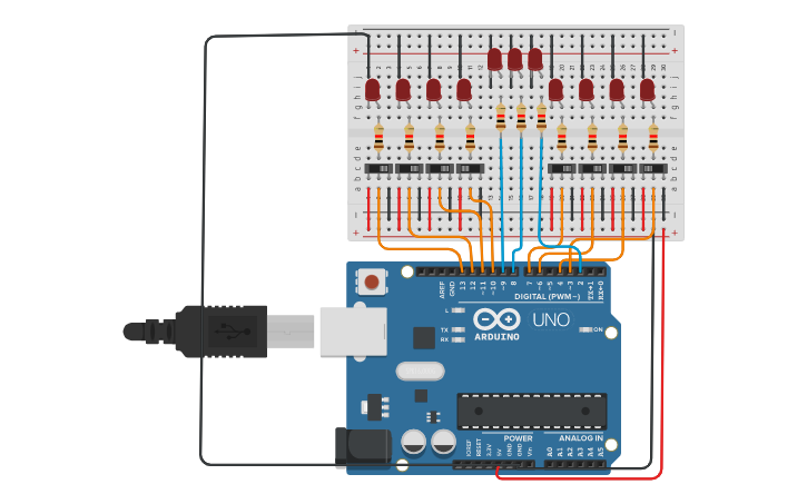 Circuit design 4-bit MAGNITUDE COMPARATOR - Tinkercad