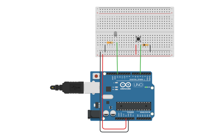 Circuit design Lab 2 - Pull down Resistor - Tinkercad