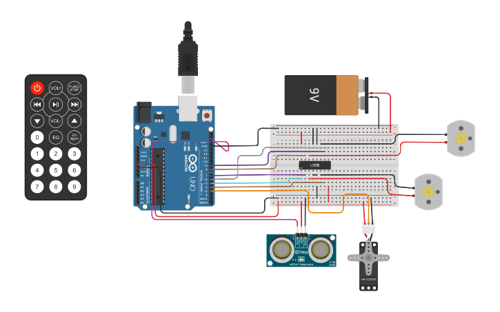 Circuit design Copy of ARDUINO CAR 2WD - Tinkercad