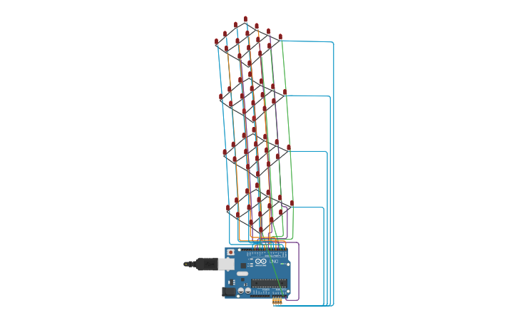 Circuit design cubo led 4x4x4 - Tinkercad