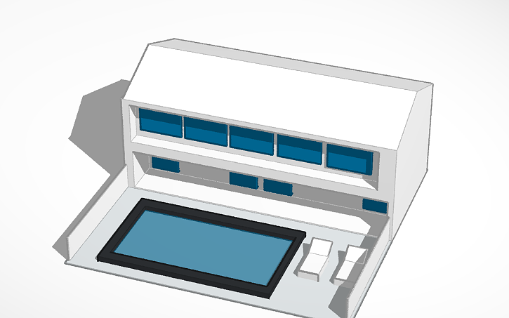 Modern Tinker 3D design modern house with pool by zeynepk - Tinkercad